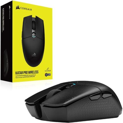 La CORSAIR KATAR PRO WIRELESS est une souris de jeu ultra-légère conçue pour les joueurs FPS, offrant une connectivité sans fil fiable et une précision exceptionnelle avec un capteur optique de 10 000 DPI. Sa légèreté et son ergonomie permettent un contrôle rapide et une réactivité optimale.