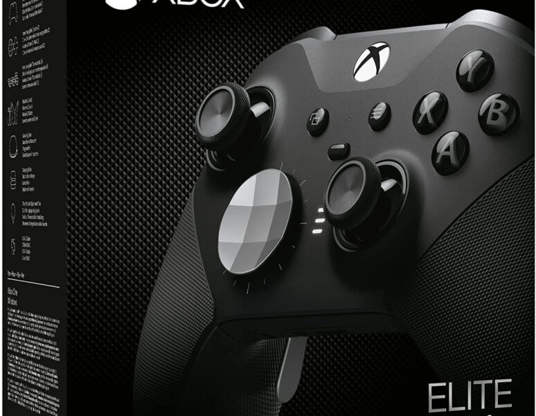 Manette Xbox Elite Series 2 sans fil noire posée sur une table de gamer